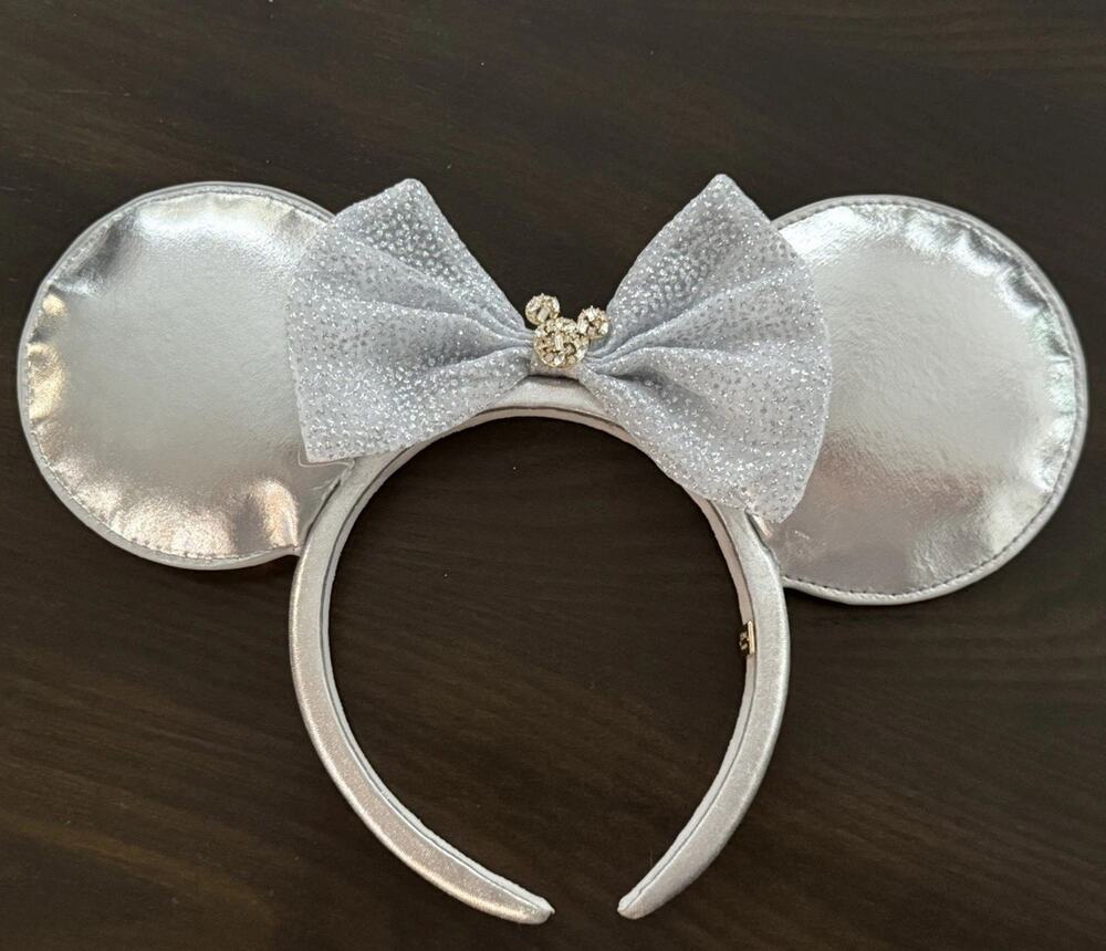 Disney Baublebar Minnie Mouse Ears Headband Silver Glitter NWOT